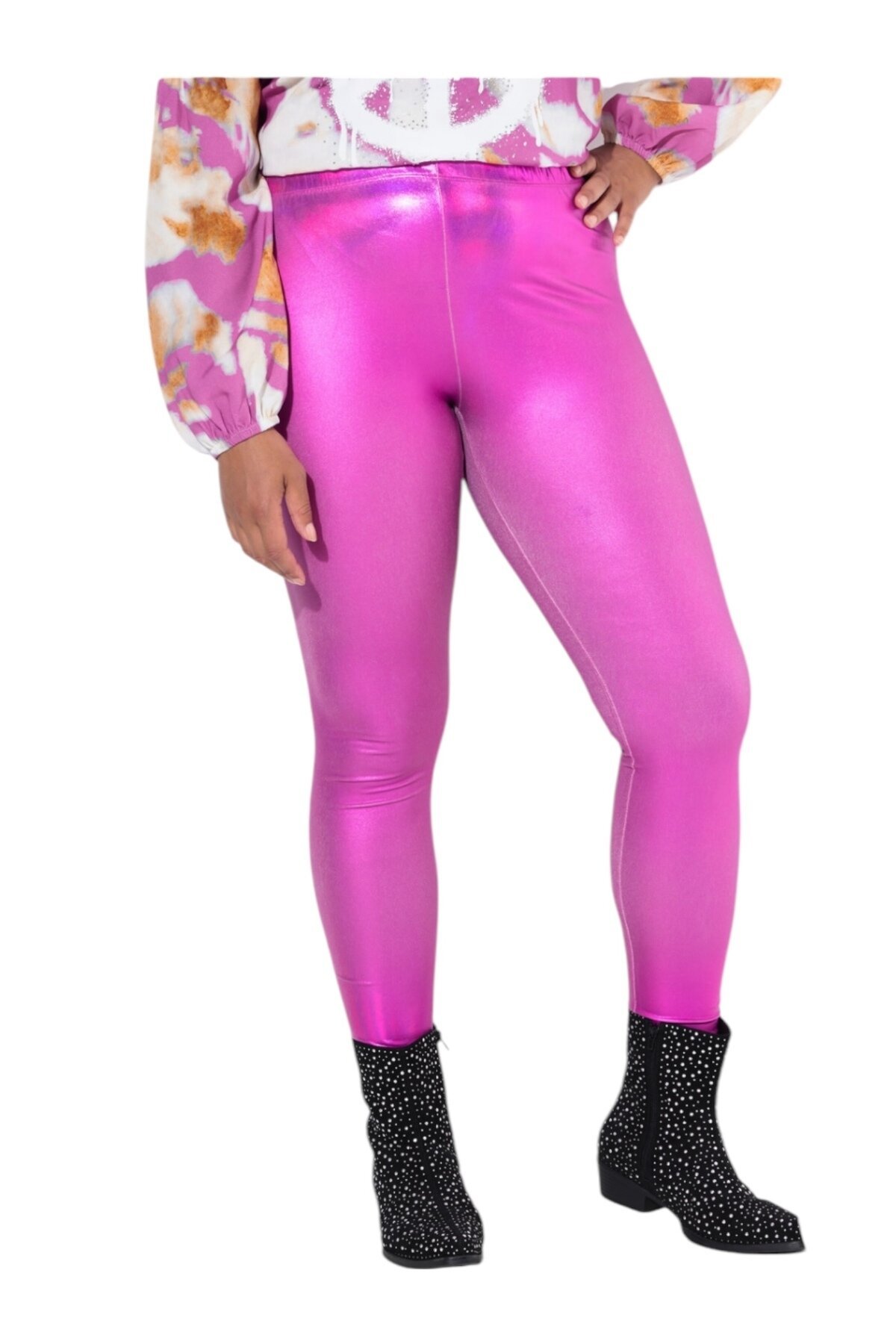 Kadın Beli Lastikli Parlak Büyük Beden Curve Yüksek Bel Spor Şık Tayt