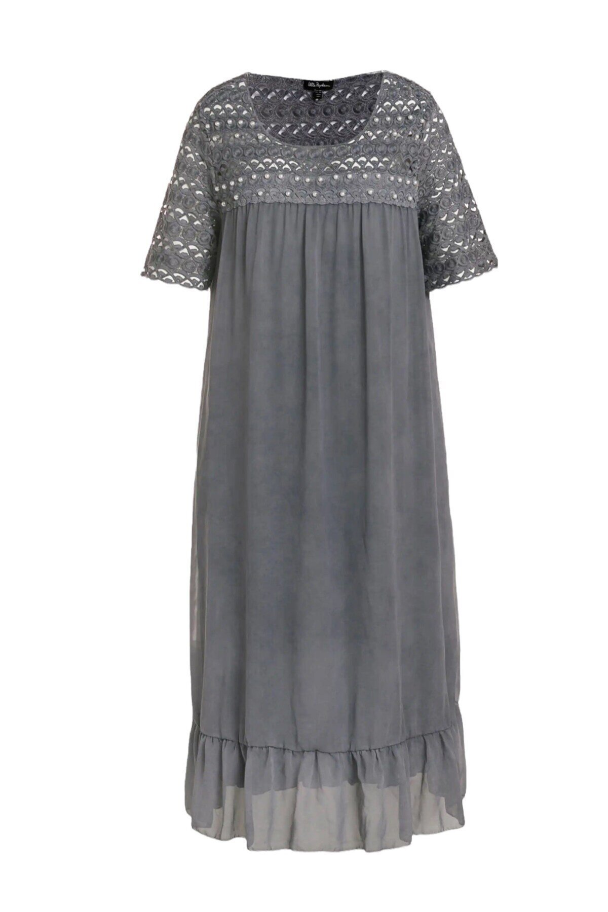 Kadın Güpür Dantel Ve Inci Detaylı Şık Büyük Beden Viskon Şifon Elbise