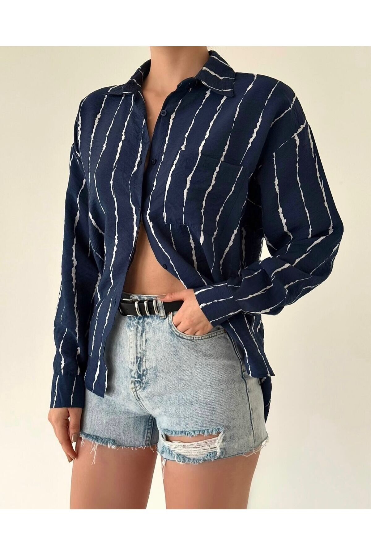 Kadın Uzun Kol Tesettüre Uygun Rahat Pamuk Spor Şık Casual Oversize Gömlek