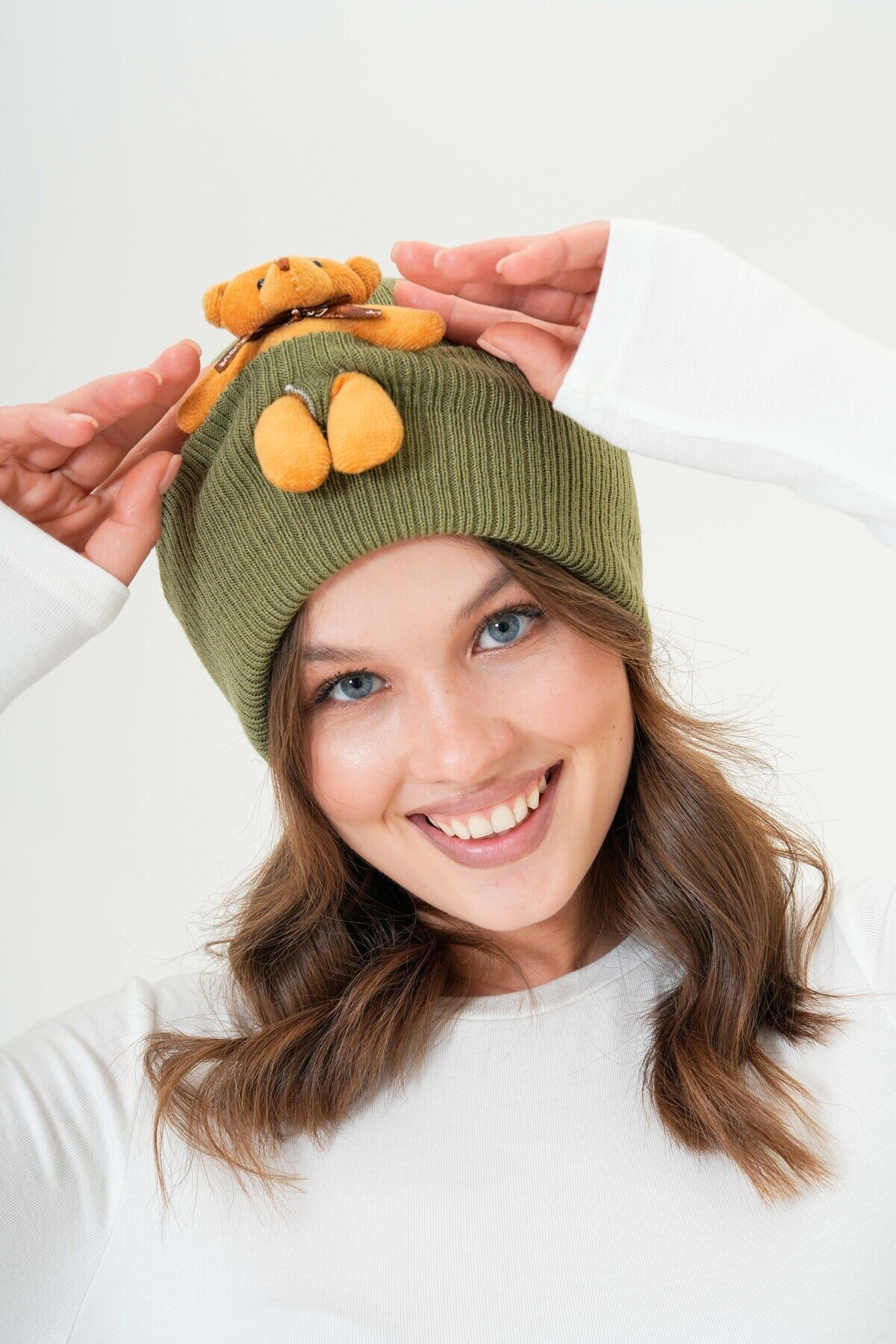 Unisex Ayılı Spor Şık Tasarım Hediyelik Bebe Mavisi Bere