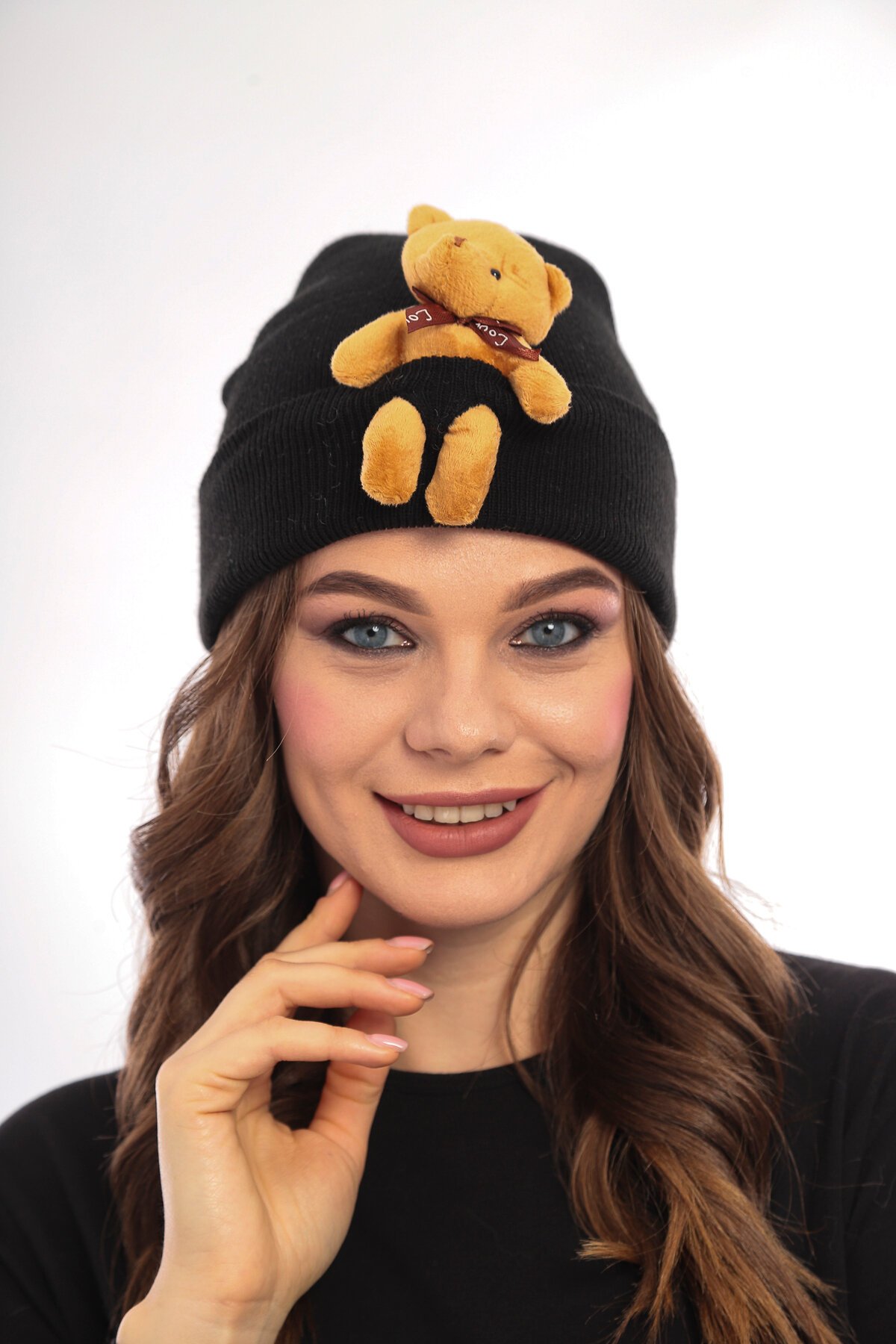 Unisex Ayılı Spor Şık Tasarım Hediyelik Bebe Mavisi Bere