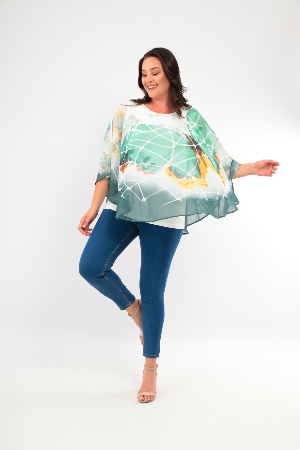 Kadın  Asimetrik Kesim Şifon Curve Büyük Beden Viskon Spor Şık Bluz