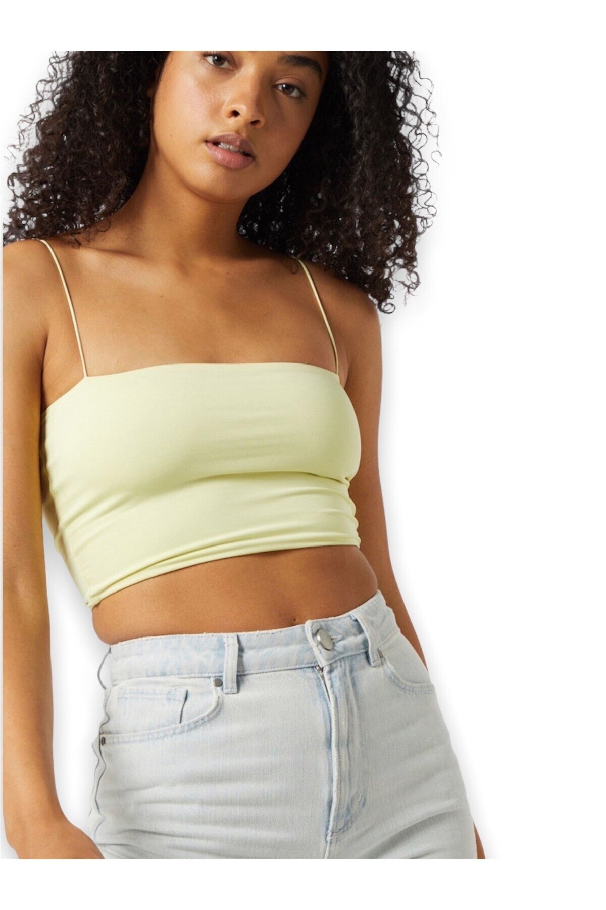 Kadın Askılı Şık Croptop Bluz