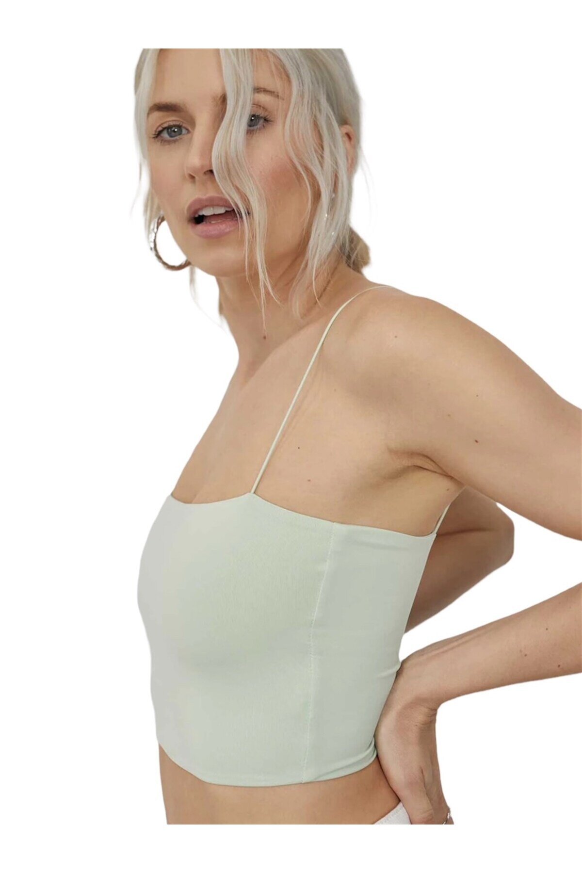 Kadın Askılı Şık Croptop Bluz