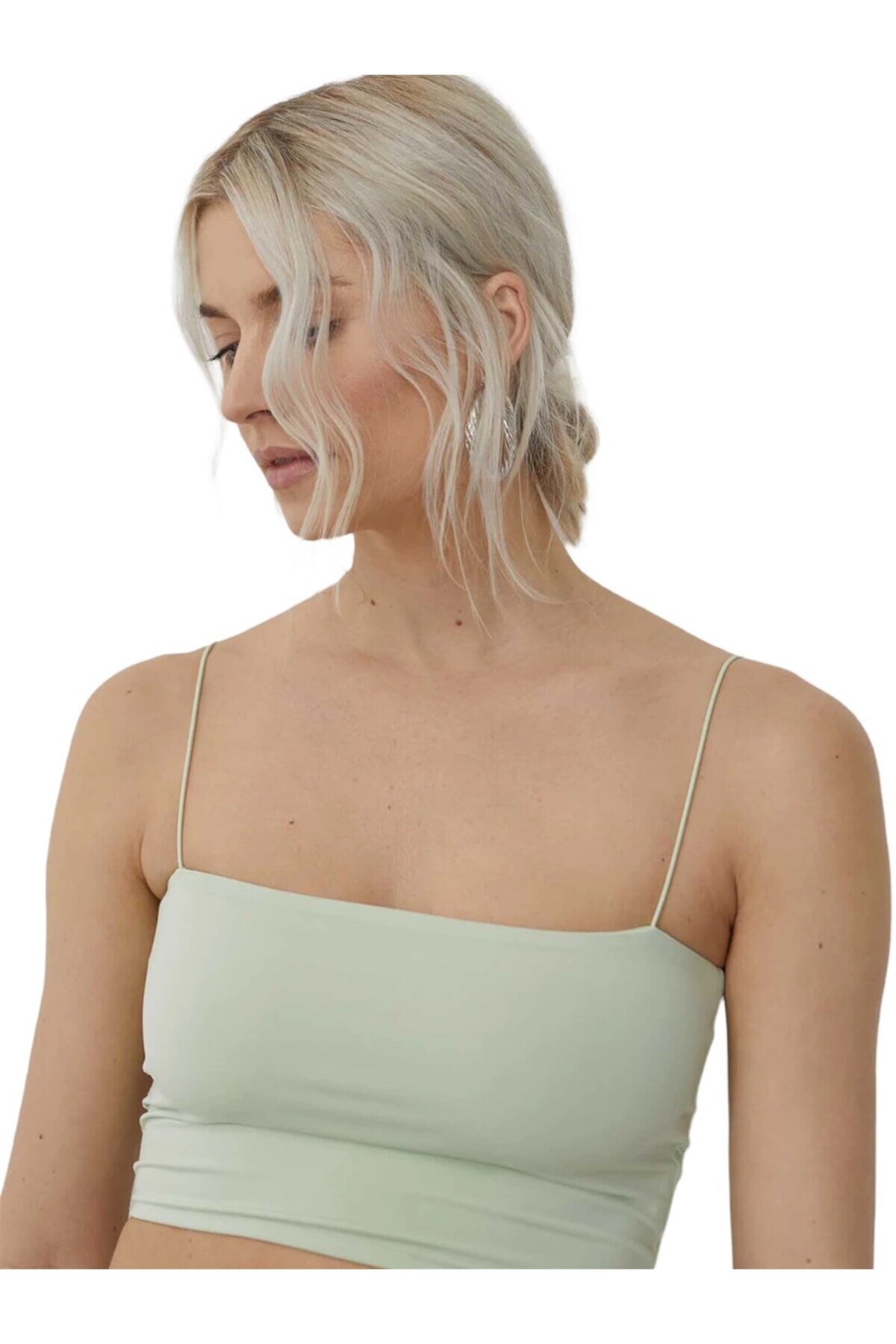 Kadın Askılı Şık Croptop Bluz