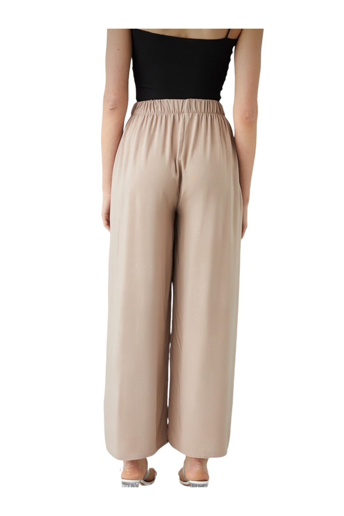 Kadın Beli Lastikli Rahat Salaş Vizon Pantolon
