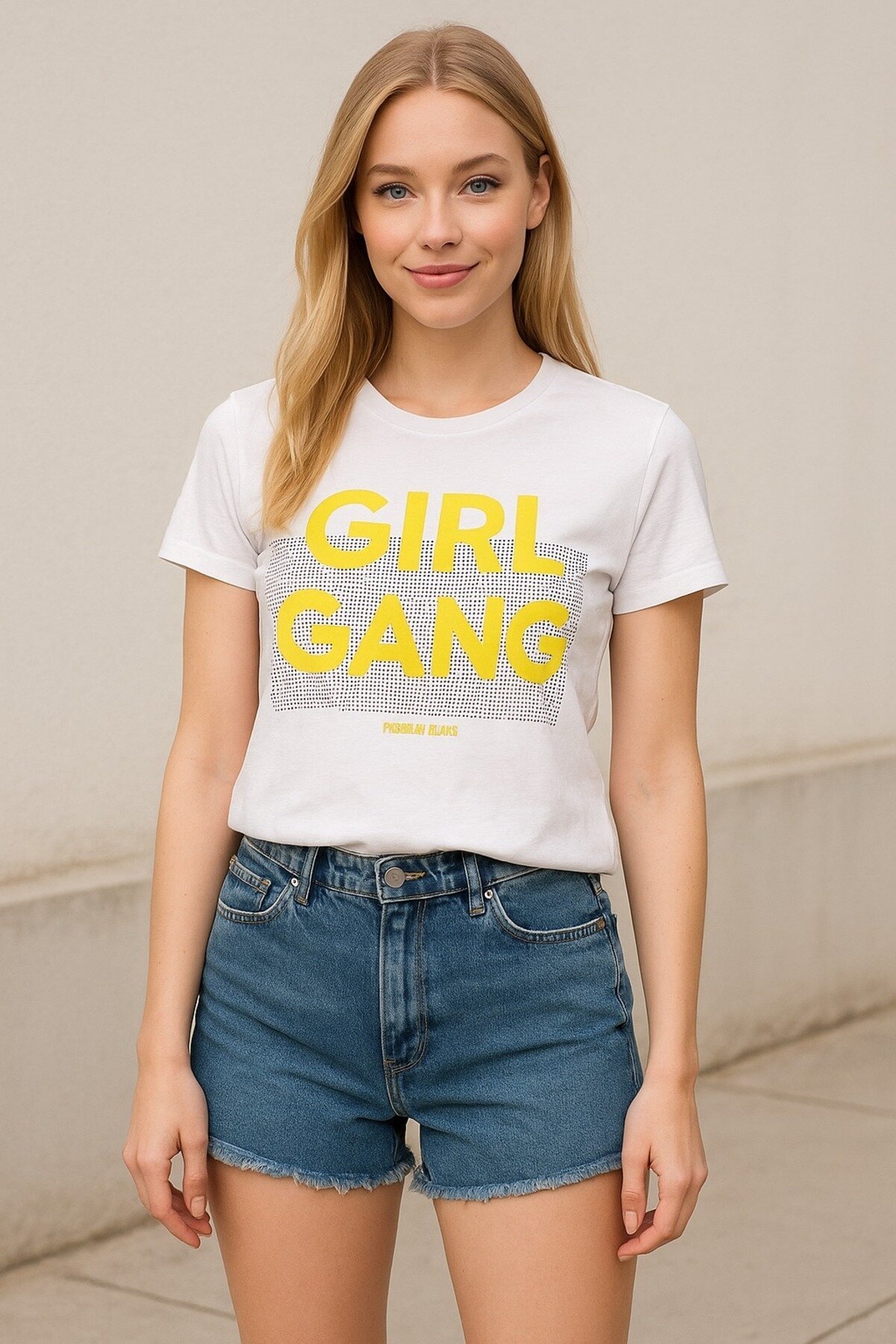 Kadın Bisiklet Yaka Baskılı Desenli Taşlı Spor Şık Yarım Kol Bluz