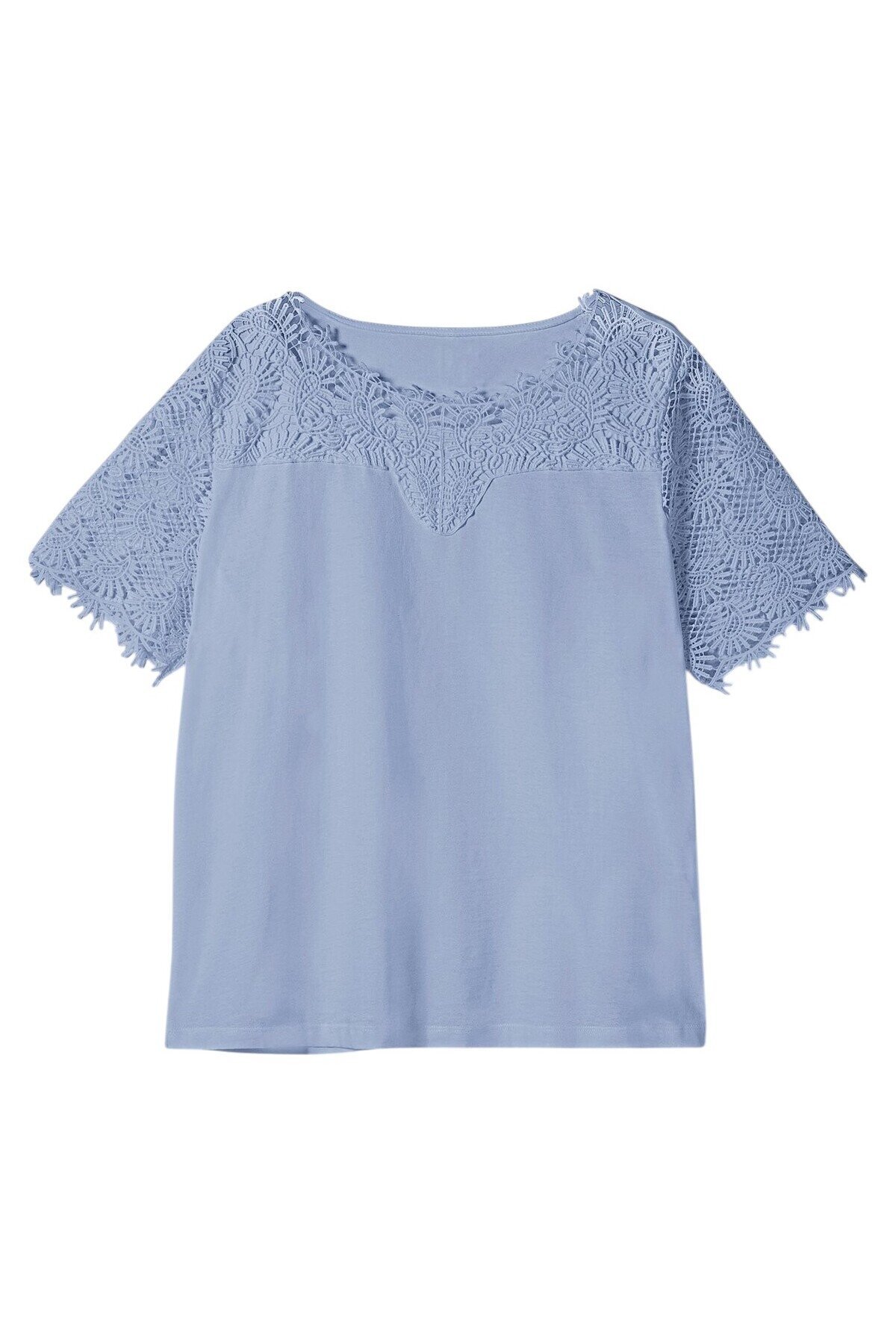 Kadın Bisiklet Yaka Dantel Yarım Kol Spor Şık Büyük Beden Curve Pamuk Bluz