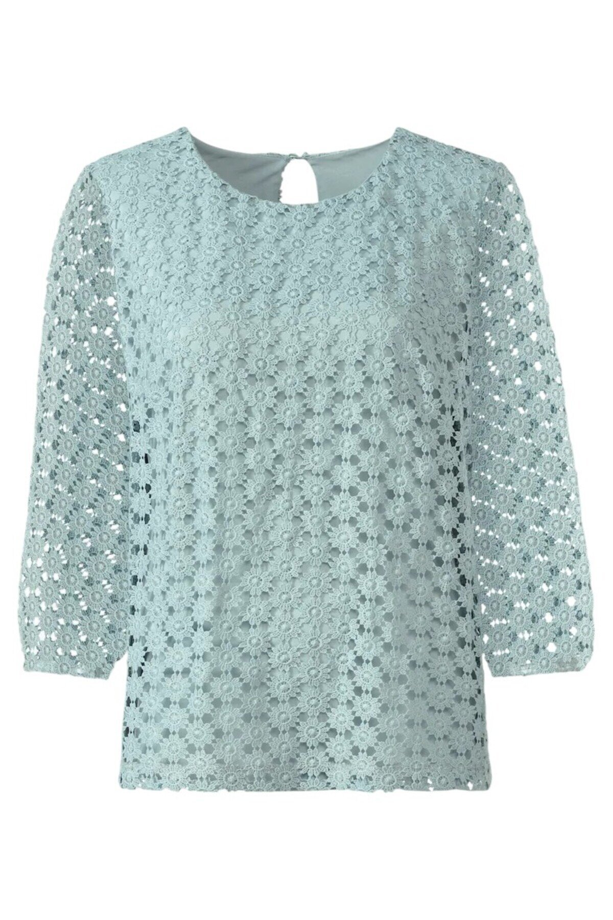 Kadın Bisiklet Yaka Truvakar Kol Çiçek Güpürlü Büyük Beden Curve Bluz