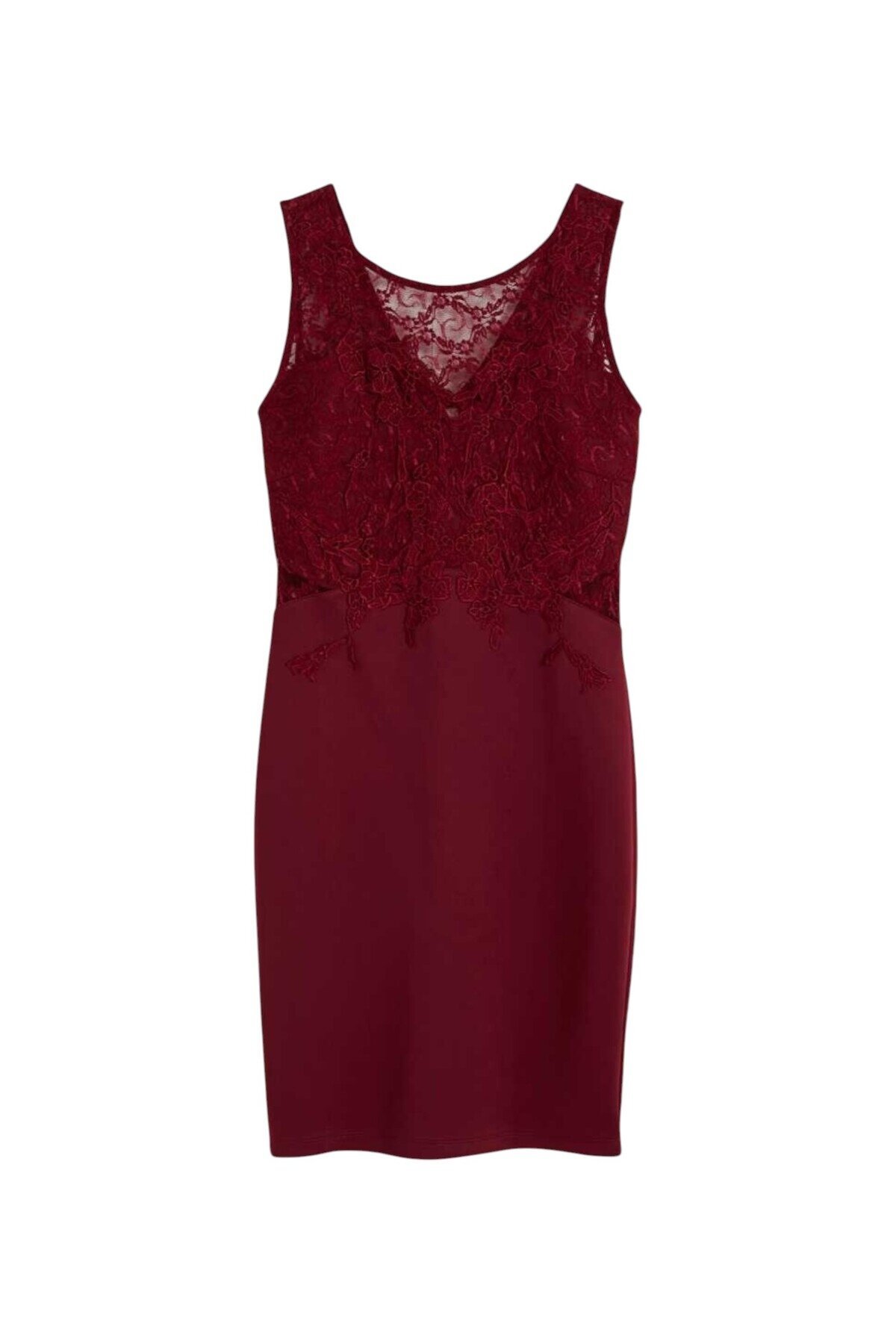 Kadın Dantel Bisiklet Yaka Askılı Şık Gece Abiye Mini Elbise