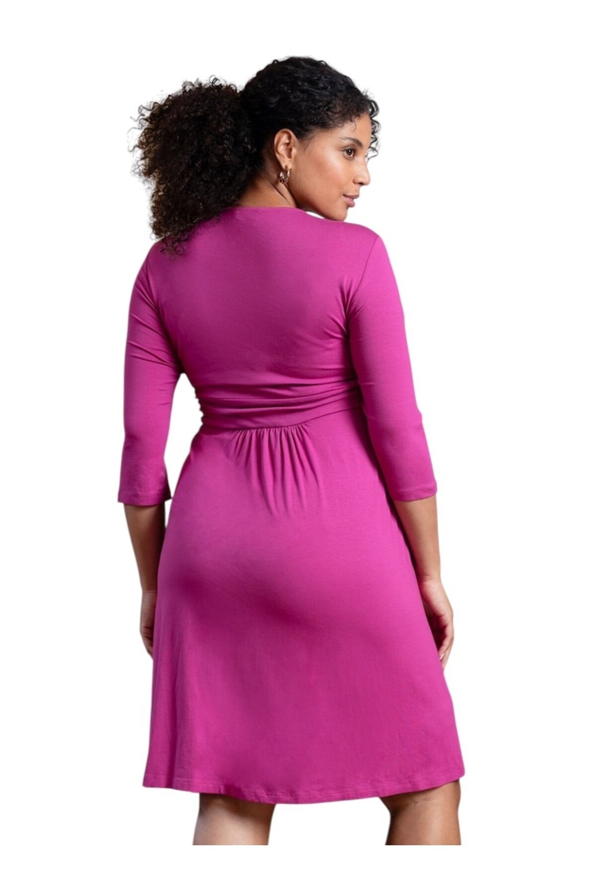 Kadın Göğüs Altında Düğüm Model Truvakar Kol Spor Şık Viskon Büyük Beden Curve Hamile Elbisesi