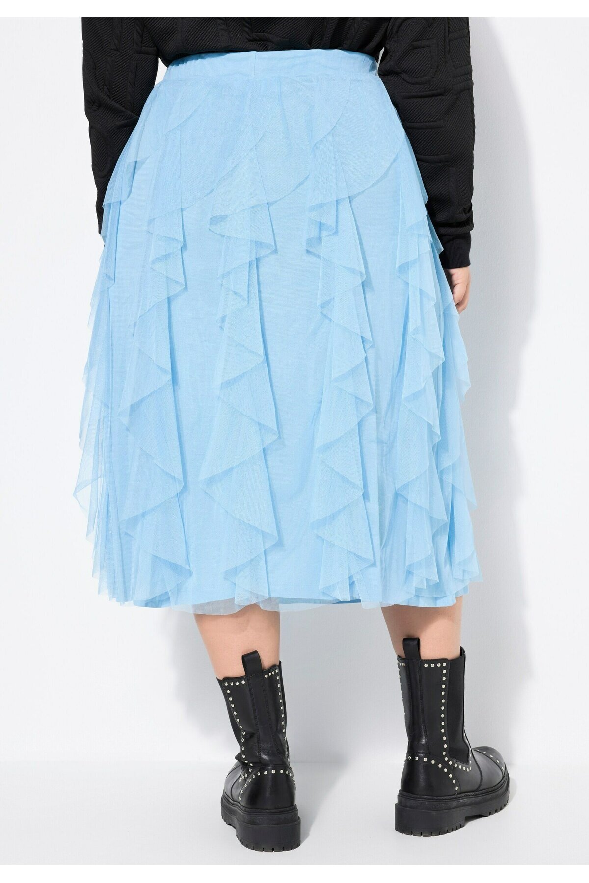 Kadın Katlı Tasarım Yüksek Bel Beli Lastikli Spor Şık Curve Büyük Beden Tül Etek