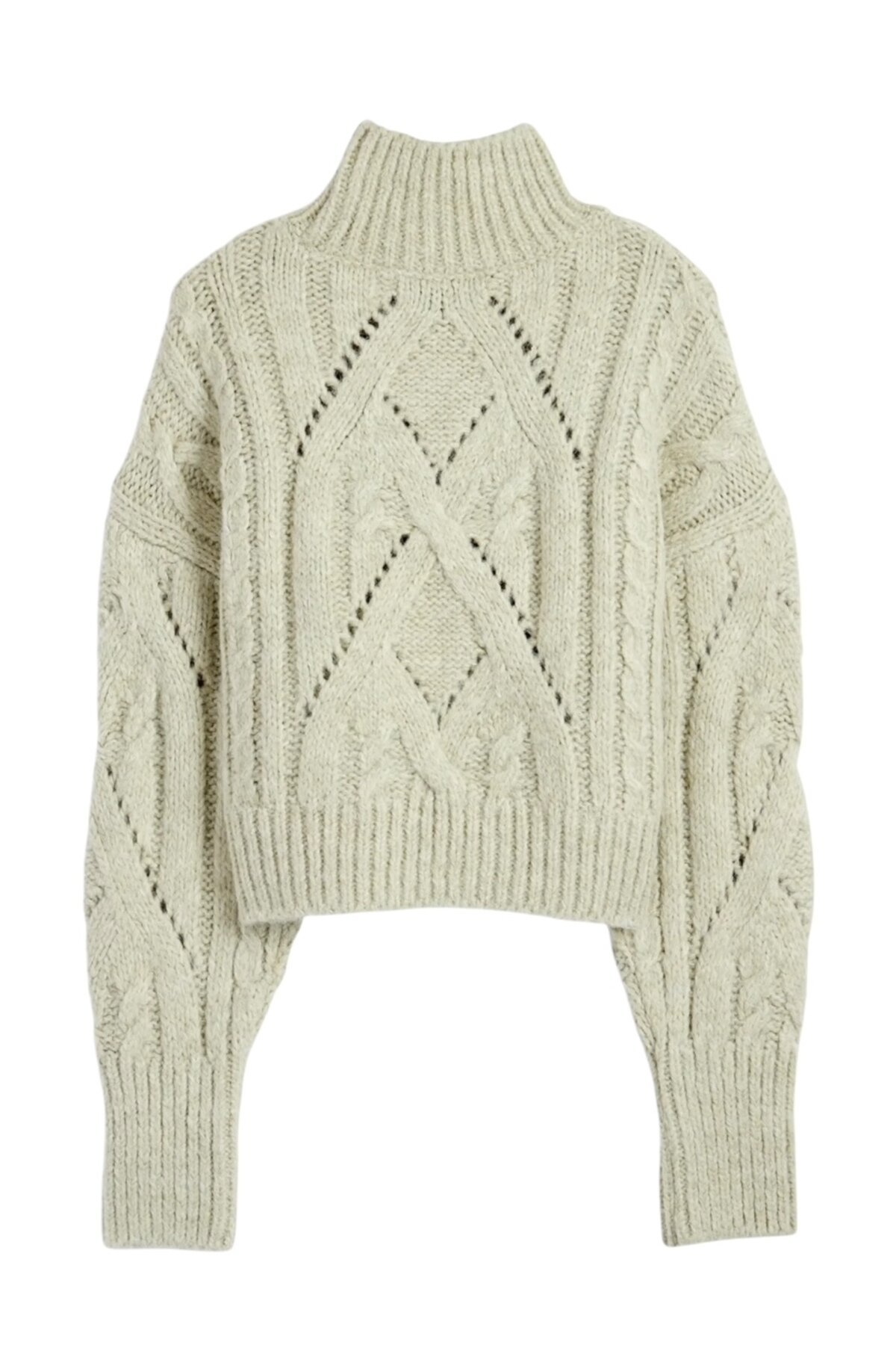 Kadın Su Yeşili Crop Boy Yarım Balıkcı Yumuşacık Triko Kazak