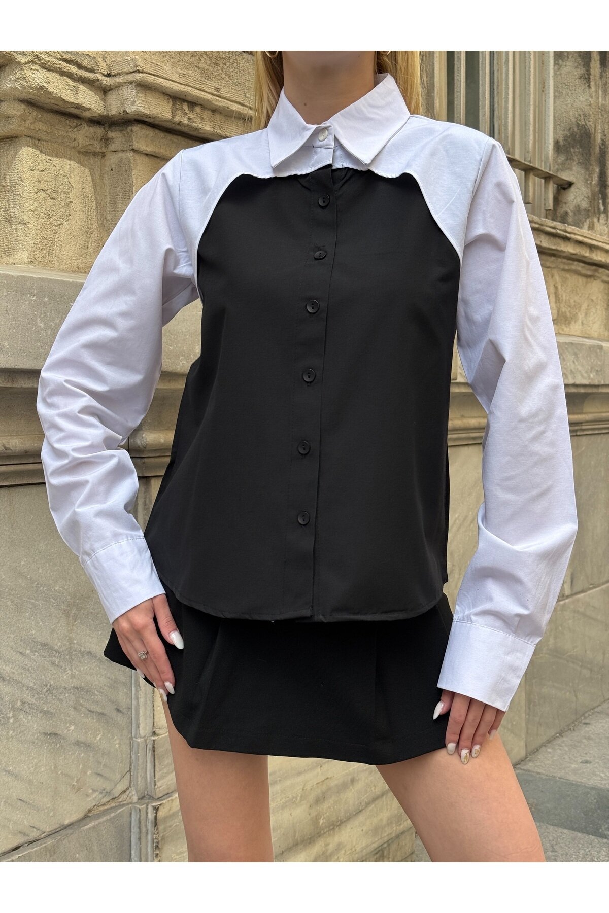 Kadın Tasarım Design İki Parça Şık Curve Tesettüre Uygun Büyük Beden %100 Cotton Uzun Kol Gömlek