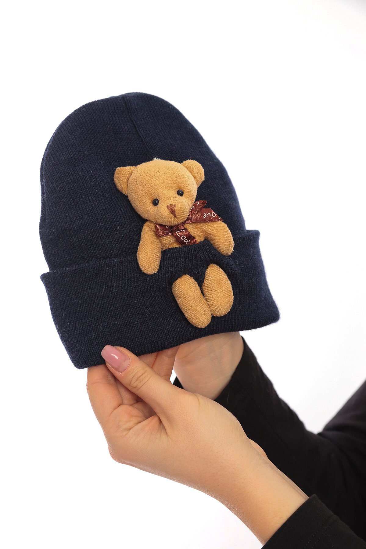 Kadın Unısex Ayılı Spor Şık Tasarım Kışlık Hediyelik Bere