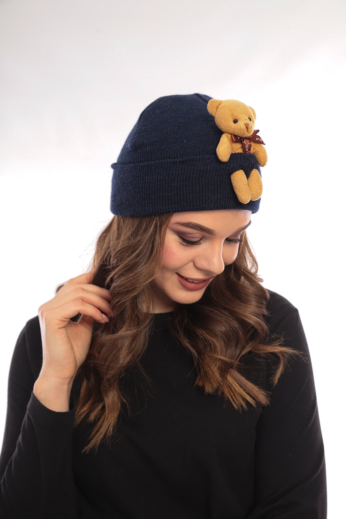 Kadın Unısex Ayılı Spor Şık Tasarım Kışlık Hediyelik Bere