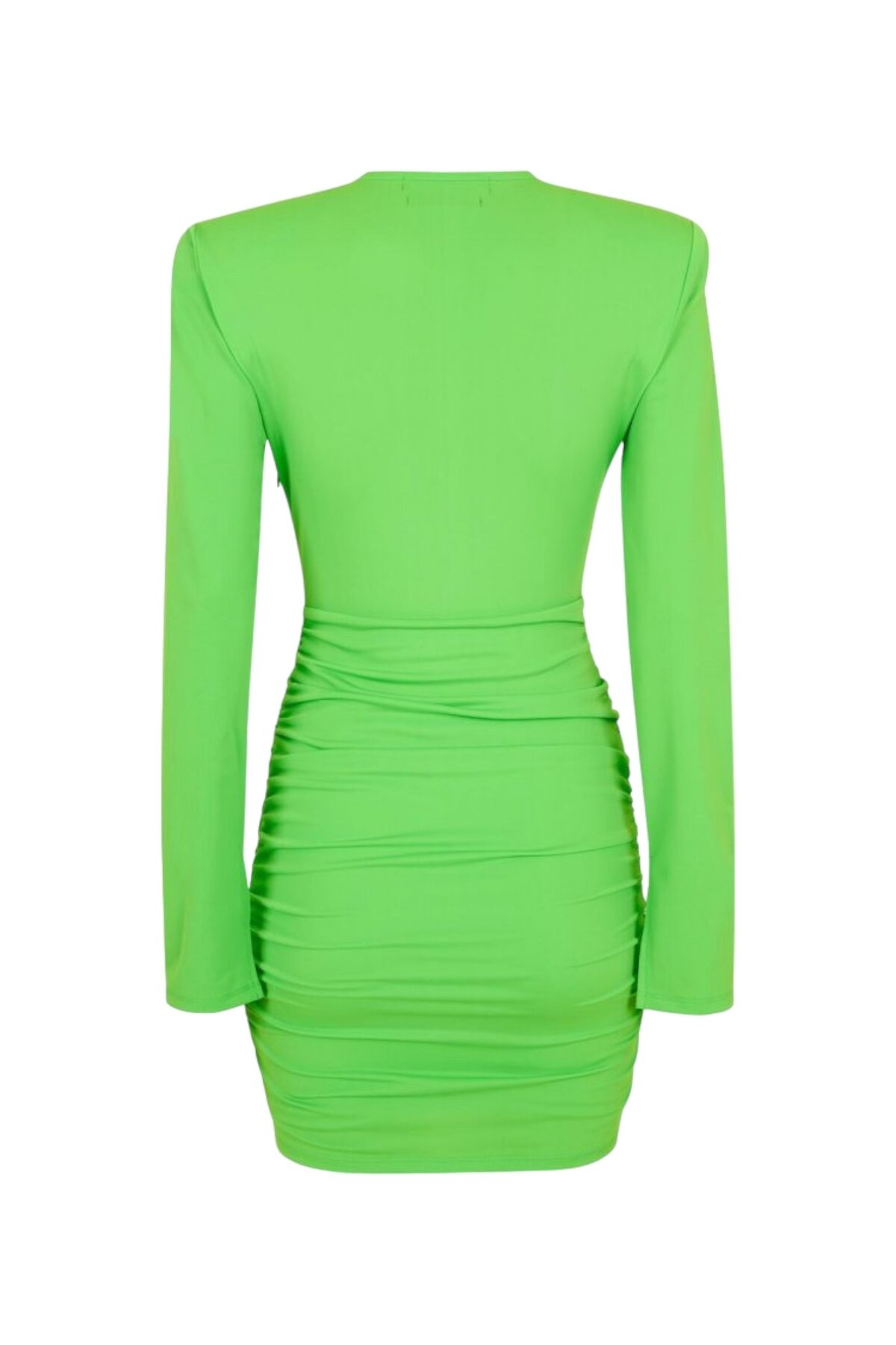 Kadın Vatkalı Uzun Kol Spor Şık V Yaka Vücudu Saran Mini Elbise