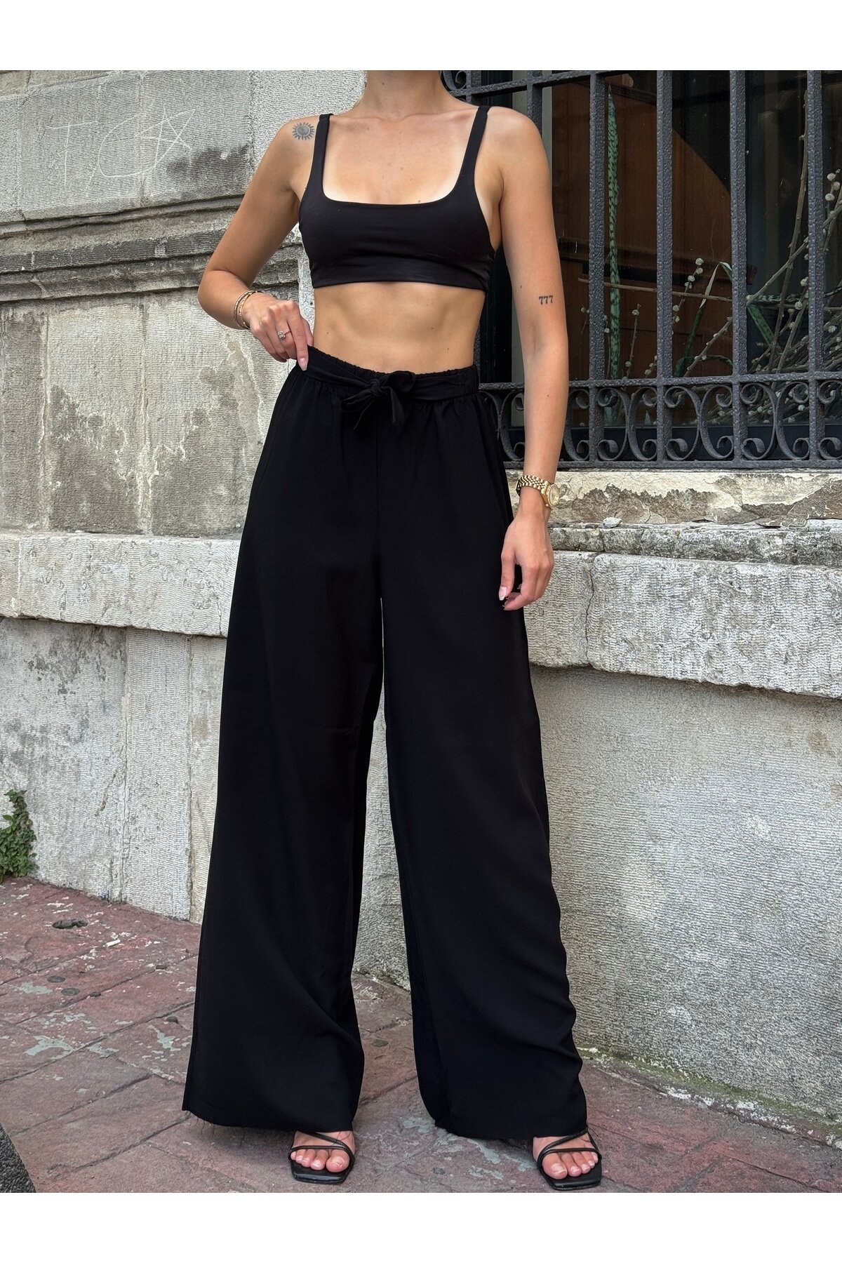 Kadın Yüksek Bel Kuşaklı %100 Viscose Pamuk Geniş Paça Şık Casual Büyük Beden Curve Pantolon