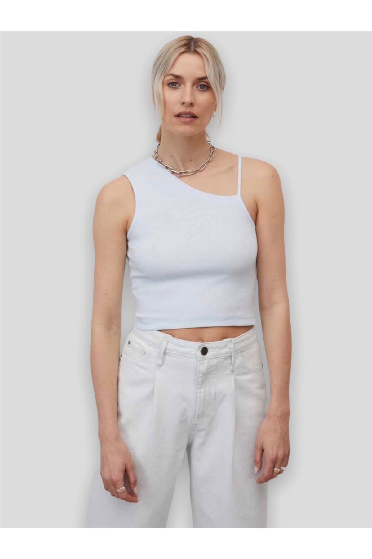 Pikka Online Kadın Buz Mavisi Sırtı Açık Croptop