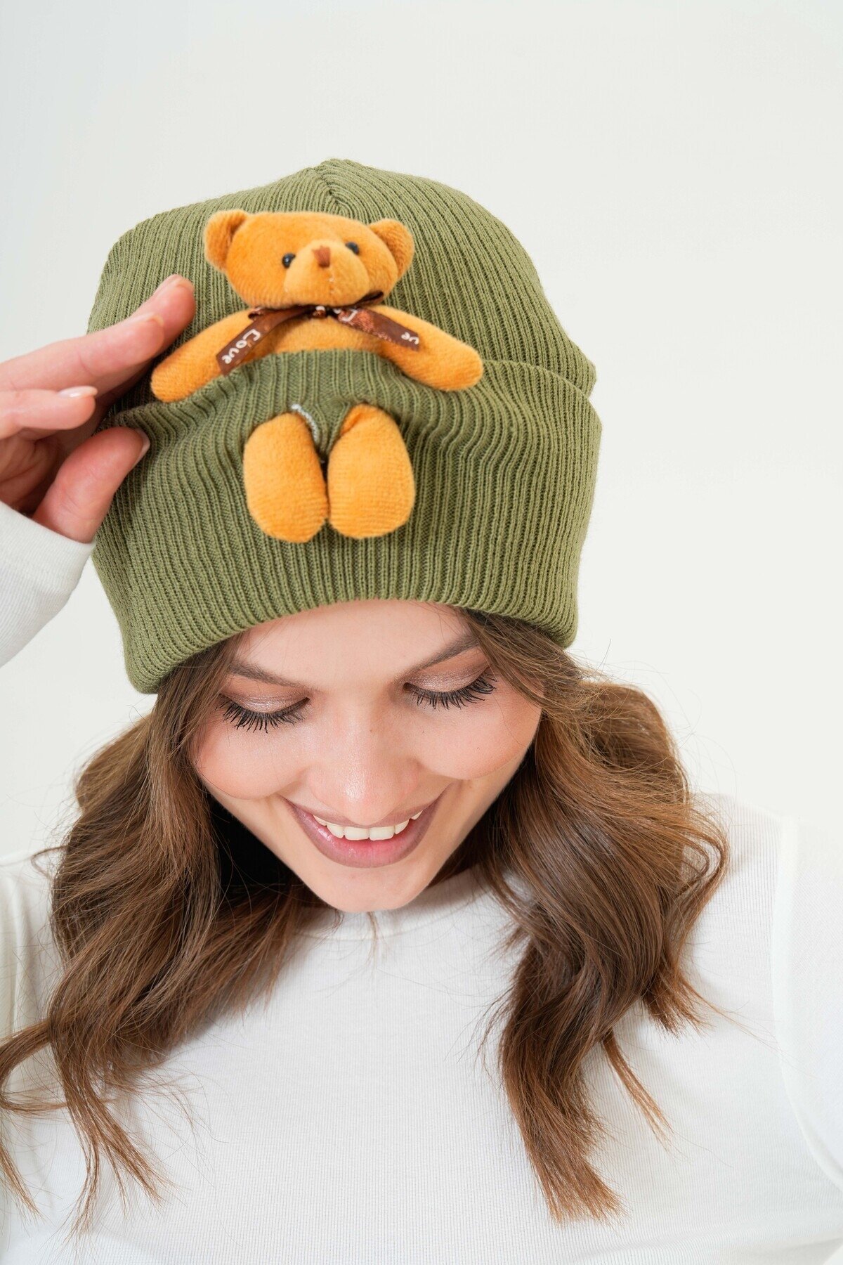 Unisex Ayılı Spor Şık Tasarım Hediyelik Bebe Mavisi Bere