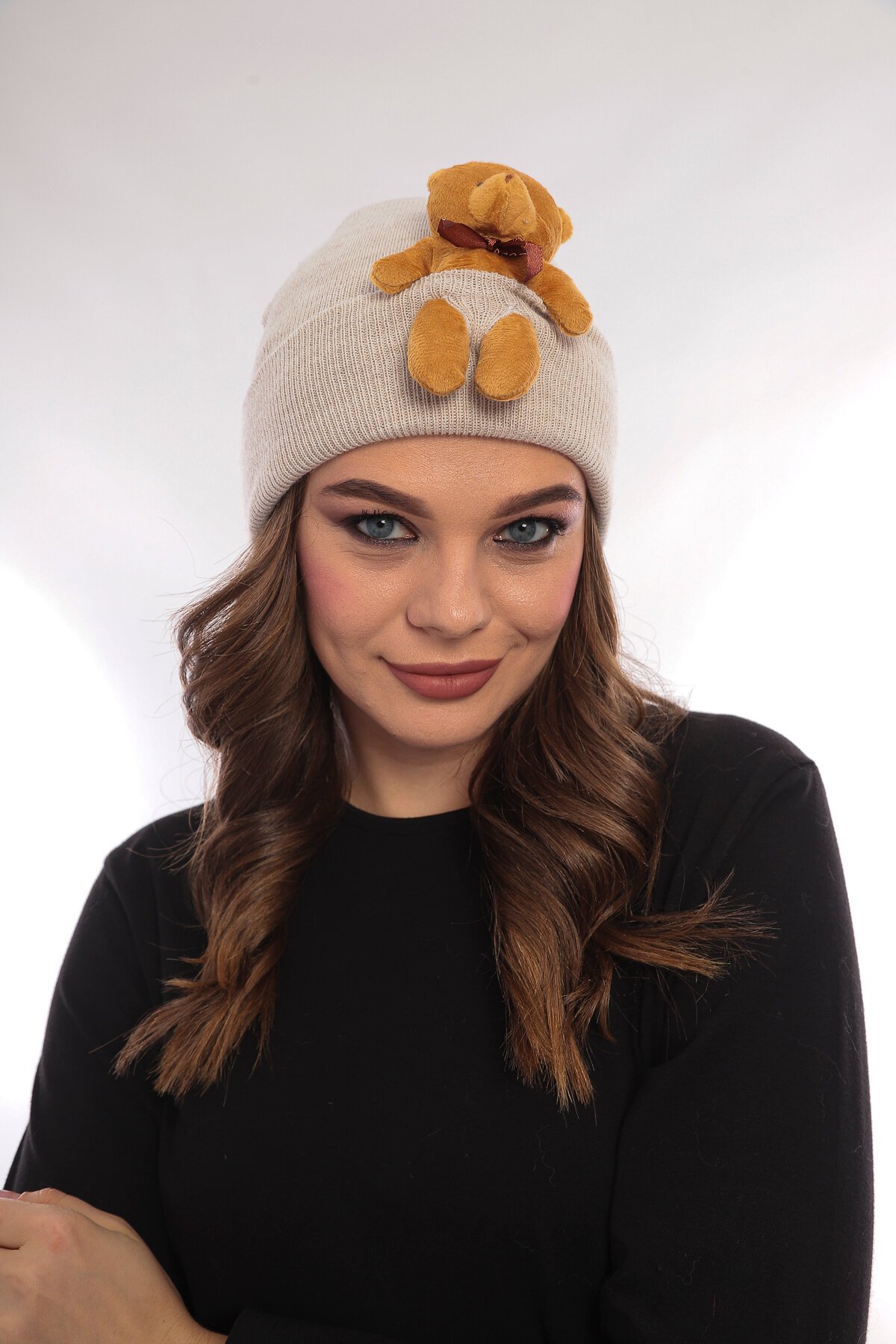 Unisex Ayılı Spor Şık Tasarım Hediyelik Bebe Mavisi Bere