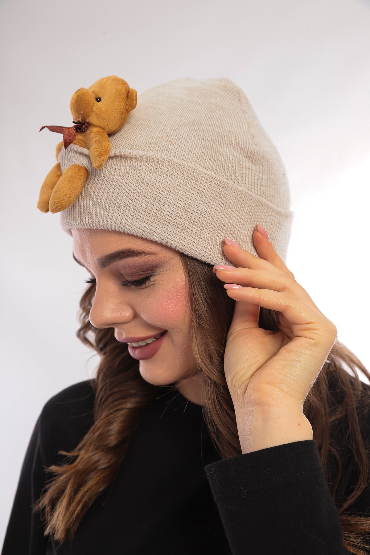 Unisex Ayılı Spor Şık Tasarım Hediyelik Bebe Mavisi Bere