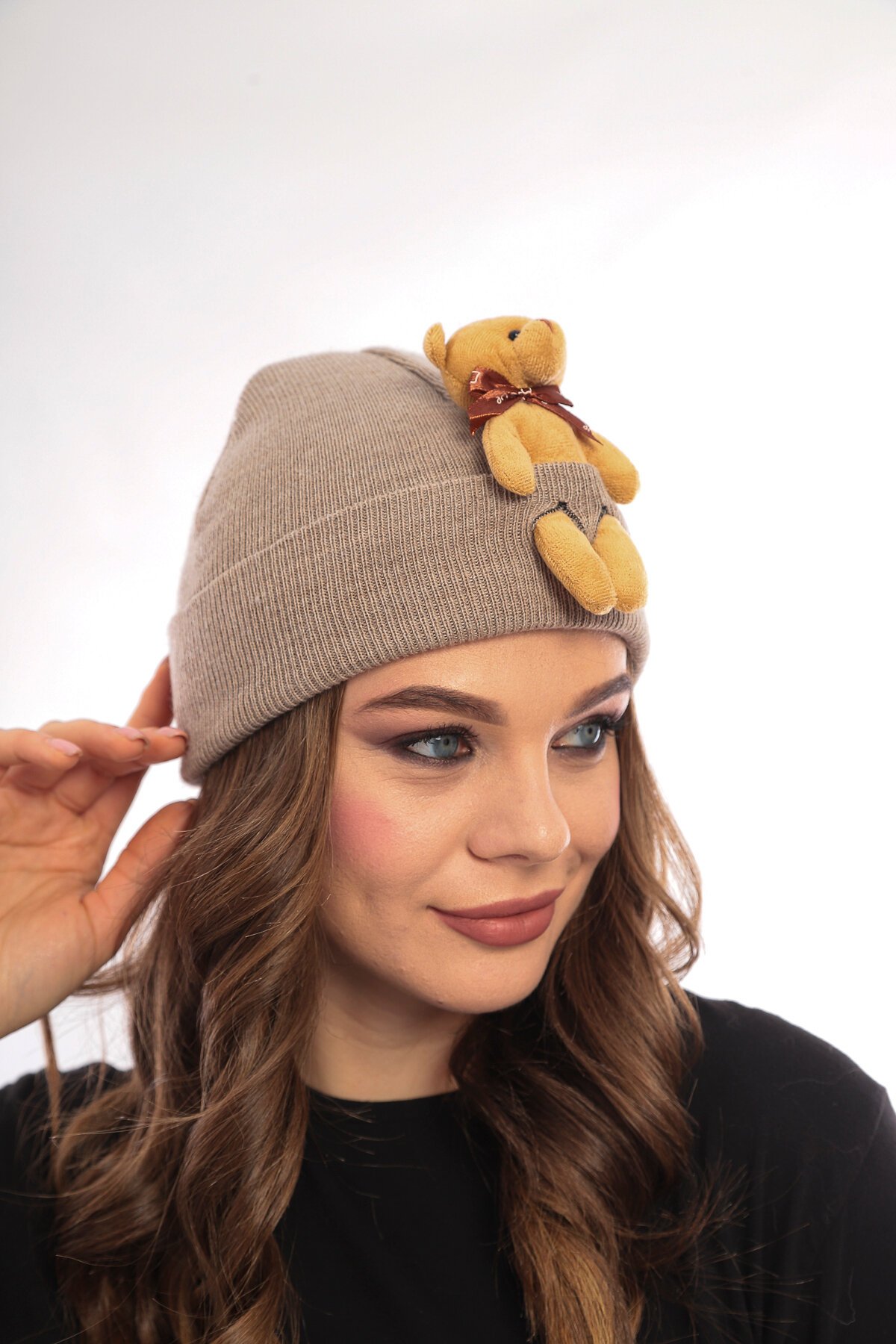 Unisex Ayılı Spor Şık Tasarım Hediyelik Bebe Mavisi Bere