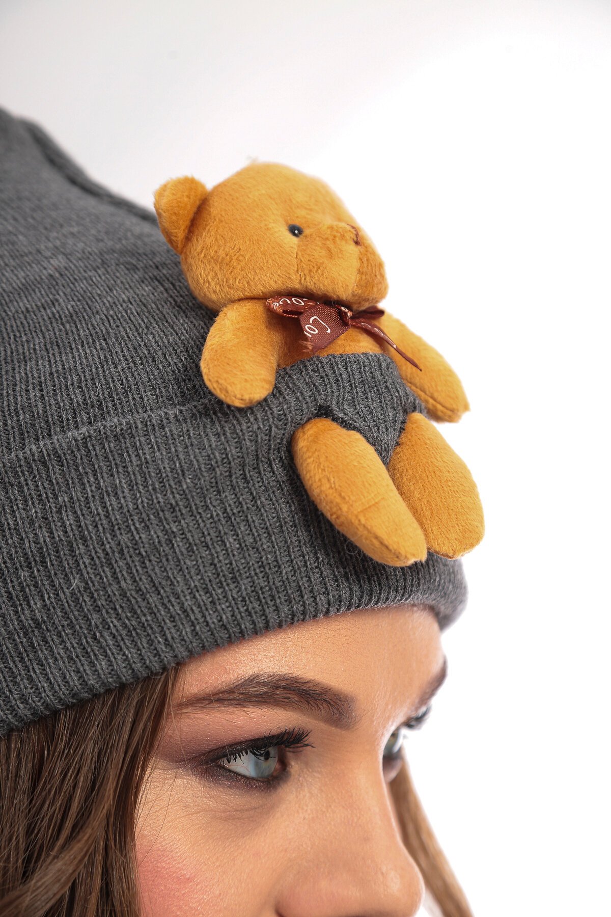 Unisex Ayılı Spor Şık Tasarım Hediyelik Bebe Mavisi Bere