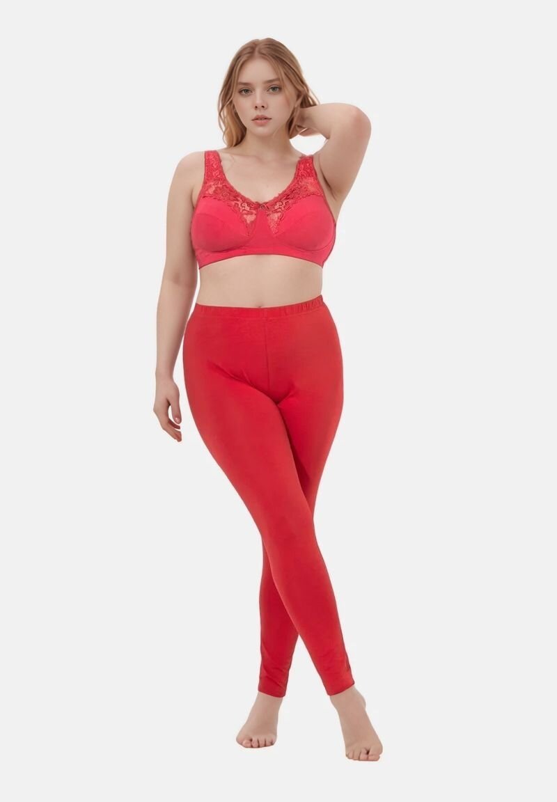 Kadın Beli Lastikli Pamuk Penye Büyük Beden Curve Yüksek Bel Spor Günlük Tayt