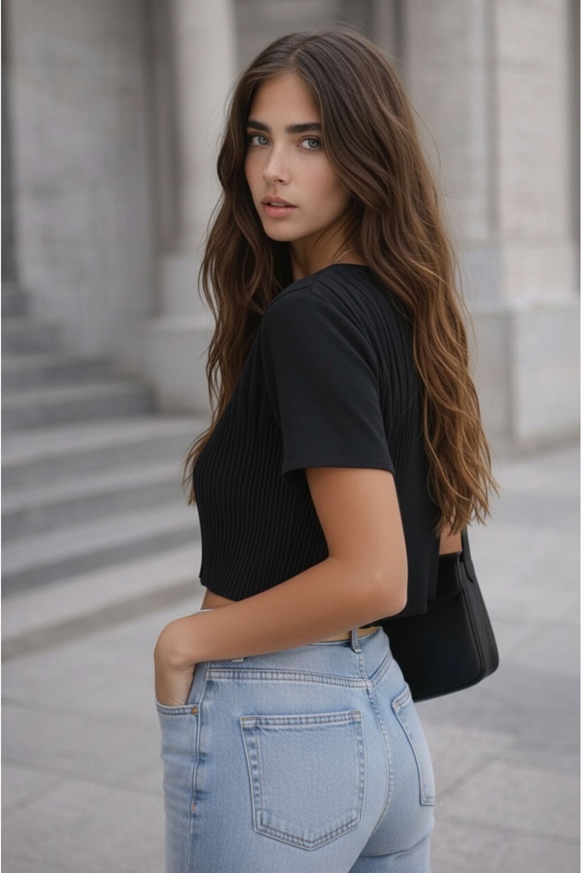 Kadın Bisiklet Yaka Dokulu Kısa Kol Akordiyon Model Tasarım Spor Şık Crop Boy Bluz