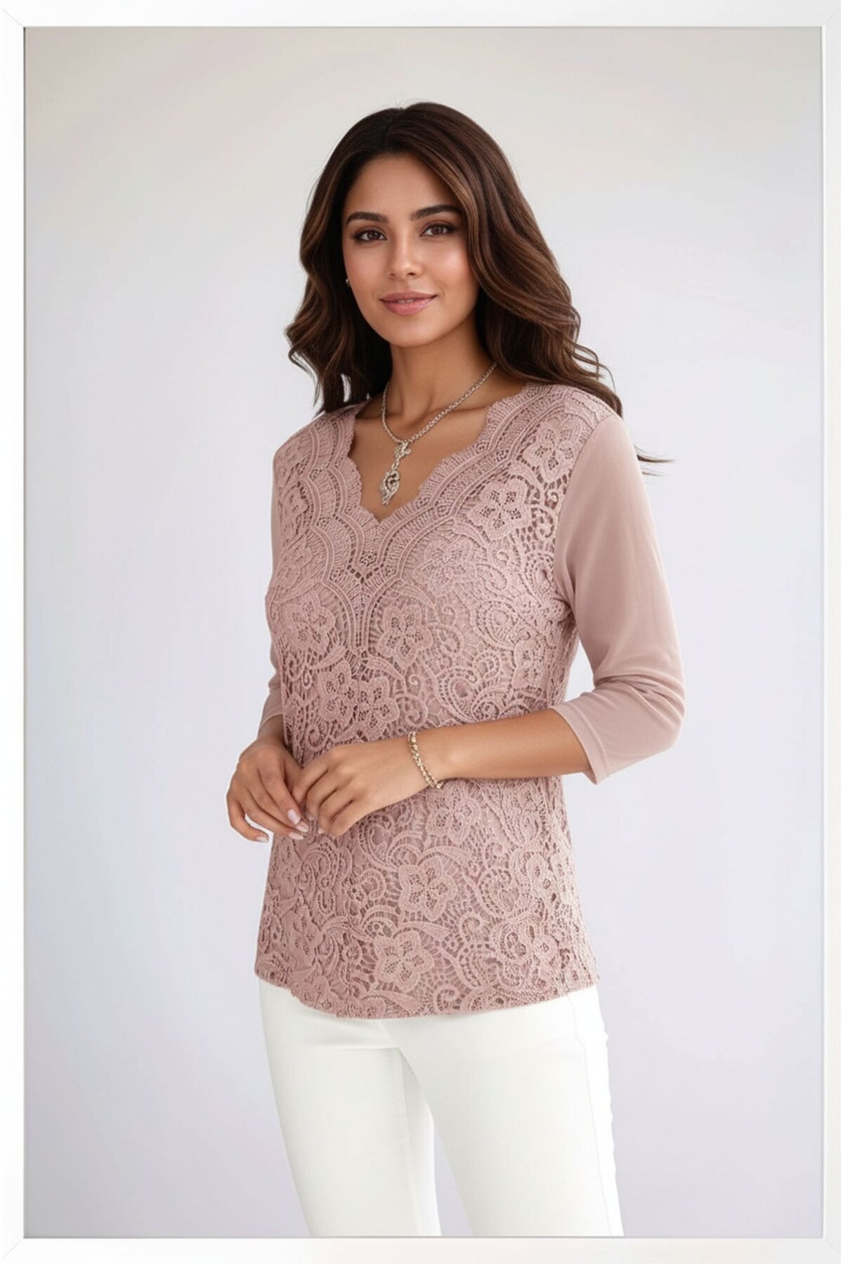 Kadın Curve Büyük Beden Önü Çiçek Güpürlü Kolları Tül Spor Şık Bluz