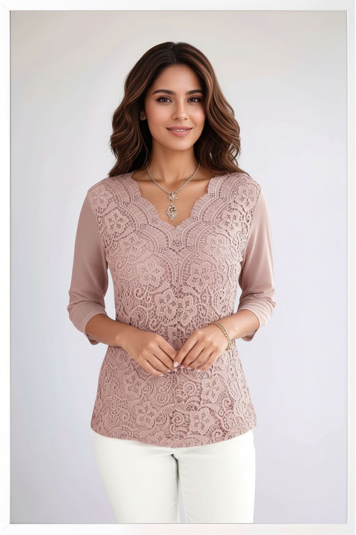 Kadın Curve Büyük Beden Önü Çiçek Güpürlü Kolları Tül Spor Şık Bluz