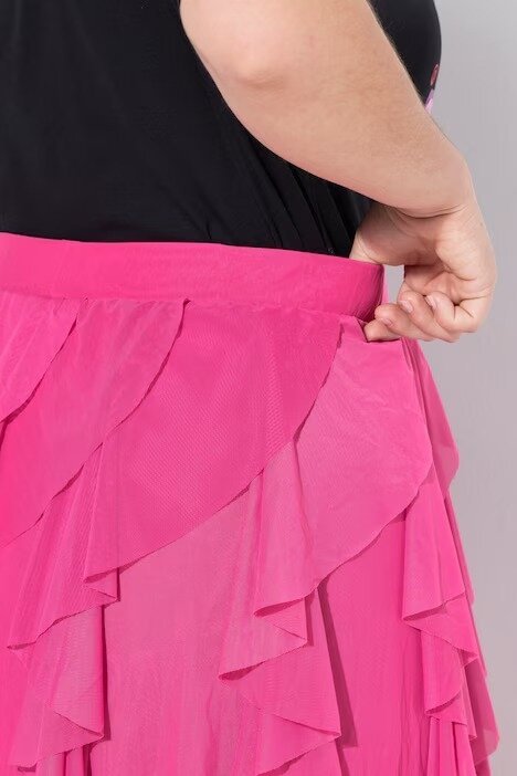 Kadın Katlı Tasarım Yüksek Bel Beli Lastikli Spor Şık Curve Büyük Beden Tül Etek