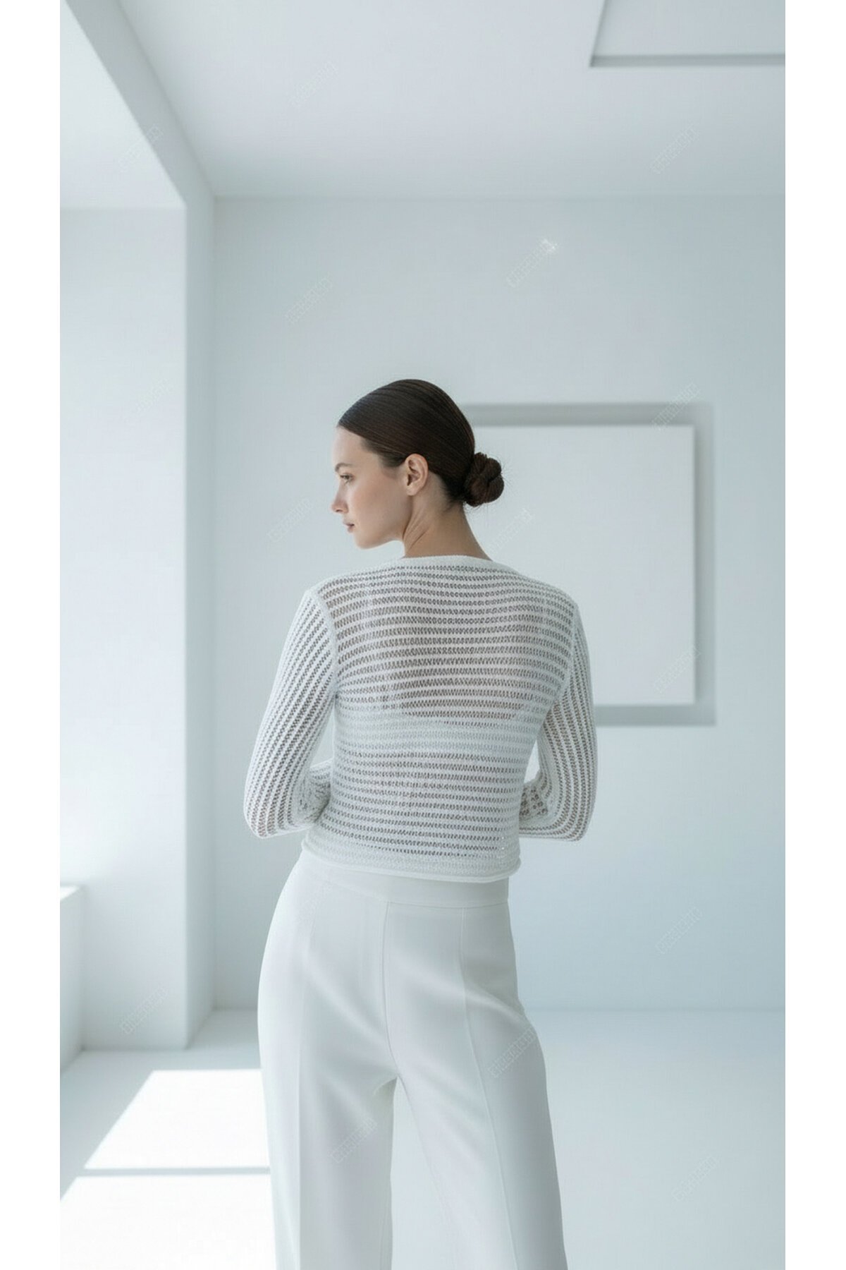 Kadın Bisiklet Yaka Önden Bağcıklı İspanyol Uzun Kol Spor Şık Ajurlu Tasarım Kısa Ceket