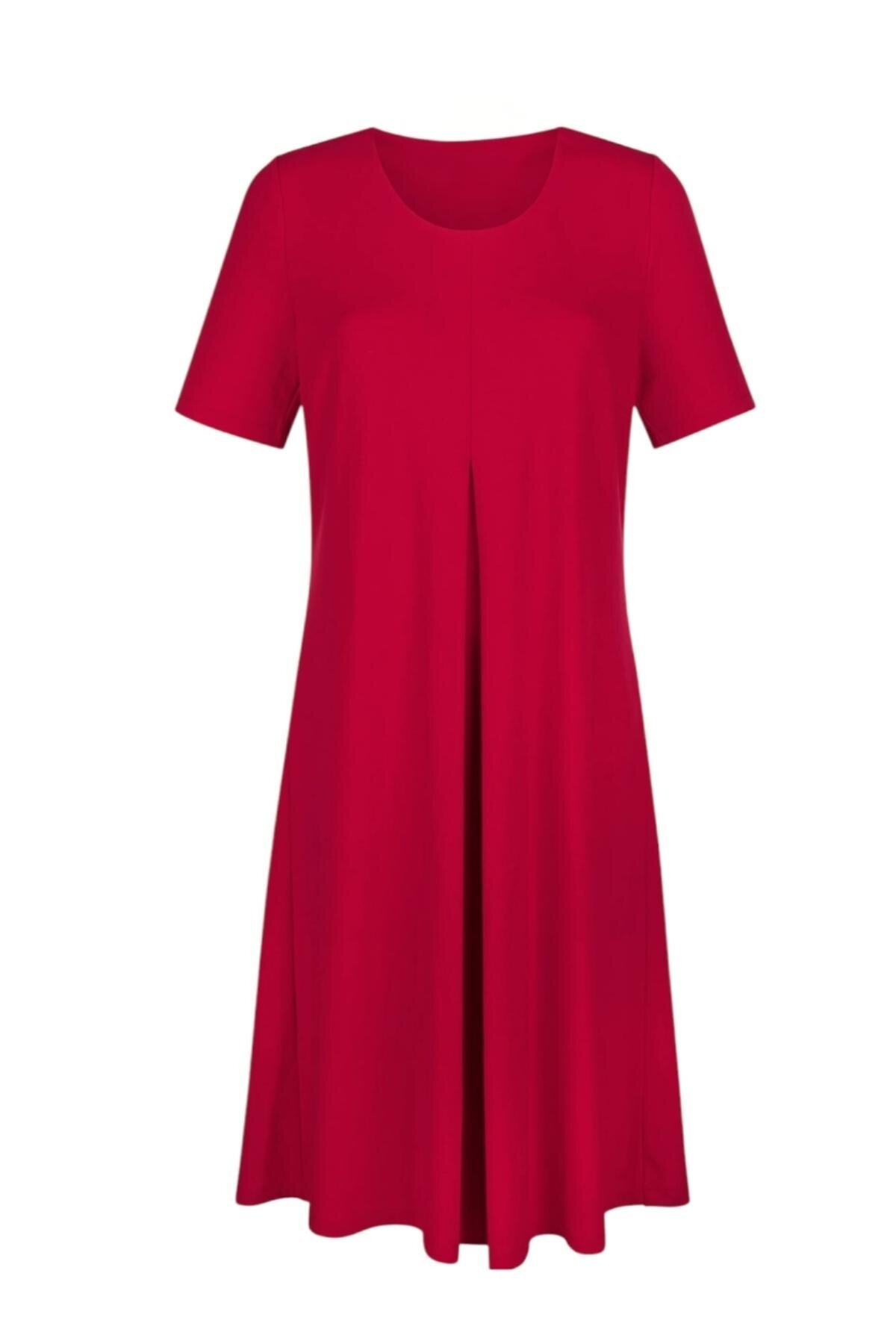 Kadın Yarım Kol Bisiklet Yaka Eteği Volanlı Spor Şık Büyük Beden Elbise