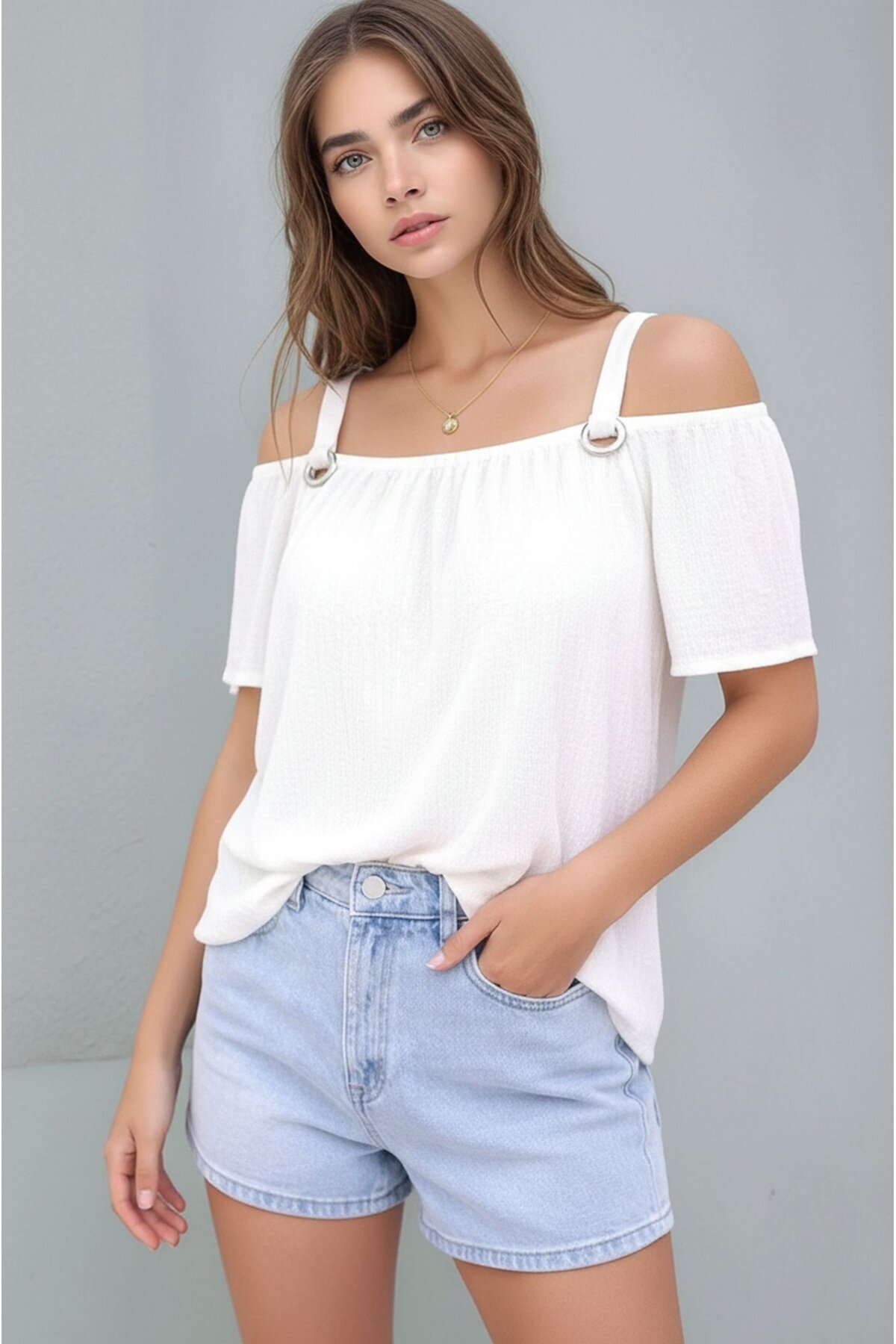 Kadın Yazlık Askılı Kuşgözü Detay Curve Spor Şık Casual Bluz