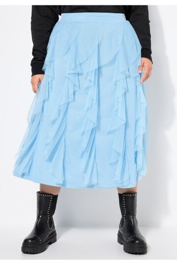 Kadın Katlı Tasarım Yüksek Bel Beli Lastikli Spor Şık Curve Büyük Beden Tül Etek