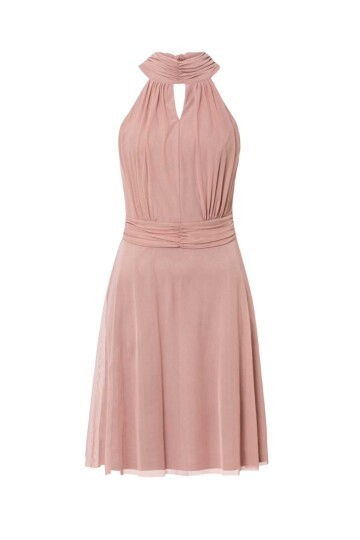 Kadın Pudra Şifon Yakası Pencere Detay Spor Şık Abiye Elbise