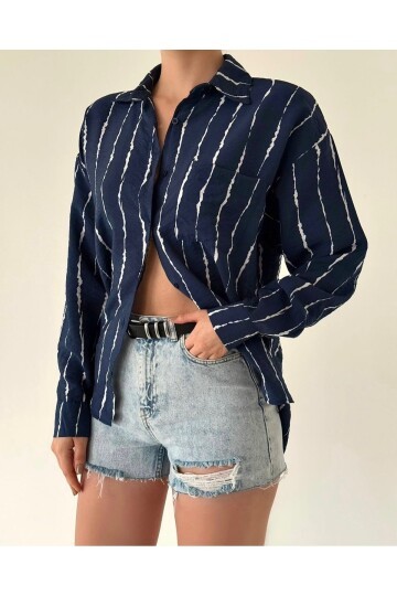 Kadın Uzun Kol Tesettüre Uygun Rahat Pamuk Spor Şık Casual Oversize Gömlek