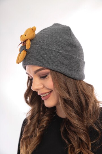 Unisex Ayılı Spor Şık Tasarım Hediyelik Bebe Mavisi Bere