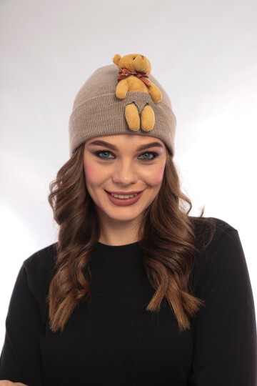 Unisex Ayılı Spor Şık Tasarım Hediyelik Bebe Mavisi Bere