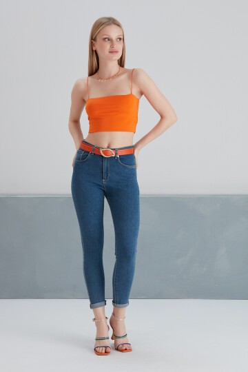 Kadın Askılı Şık Croptop Bluz