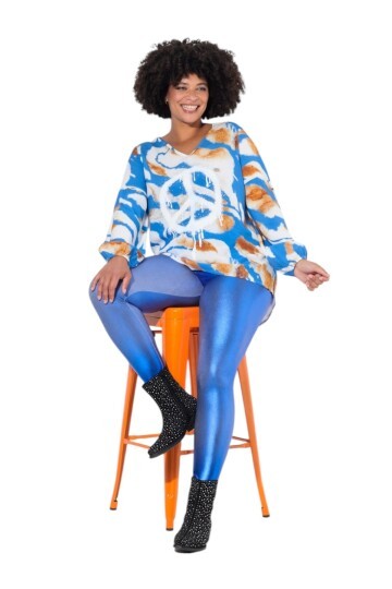 Kadın Beli Lastikli Parlak Büyük Beden Curve Yüksek Bel Spor Şık Tayt