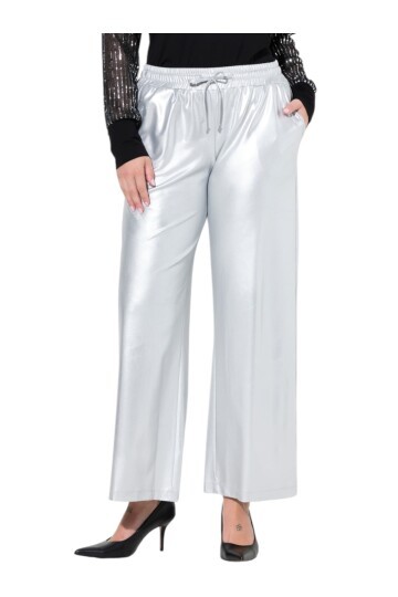 Kadın Beli Lastikli Parlak Büyük Beden Curve Yüksek Bel Spor Şık Pantolon