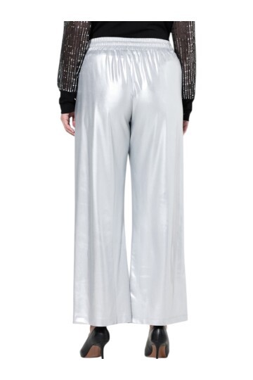 Kadın Beli Lastikli Parlak Büyük Beden Curve Yüksek Bel Spor Şık Pantolon