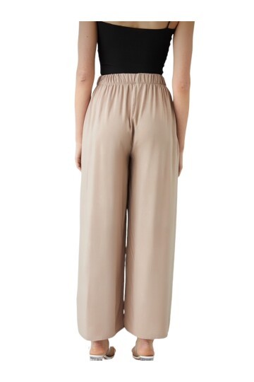 Kadın Beli Lastikli Rahat Salaş Vizon Pantolon