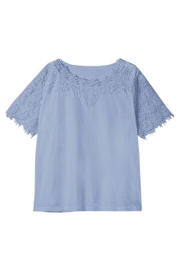 Kadın Bisiklet Yaka Dantel Yarım Kol Spor Şık Büyük Beden Curve Pamuk Bluz