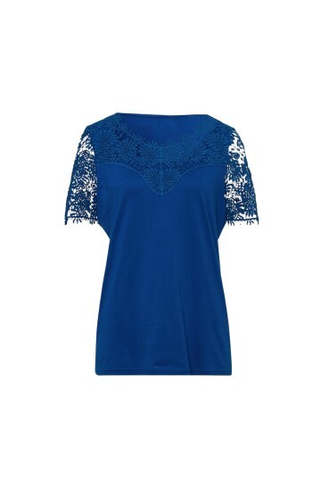 Kadın Bisiklet Yaka Dantel Yarım Kol Spor Şık Büyük Beden Curve Pamuk Bluz