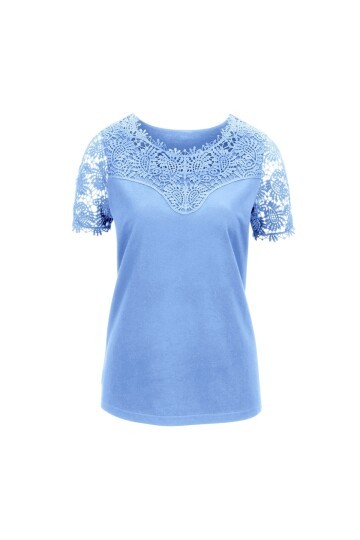 Kadın Bisiklet Yaka Dantel Yarım Kol Spor Şık Büyük Beden Curve Pamuk Bluz