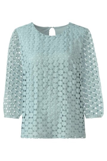 Kadın Bisiklet Yaka Truvakar Kol Çiçek Güpürlü Büyük Beden Curve Bluz